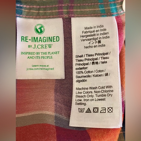 J.Crew Indian Madras Popover Half-button front design Men’s size XS - Picture 5 of 7